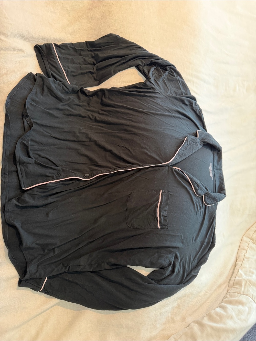 Victoria's Secret Black Pajama Set with White Piping - Picture 3 of 4